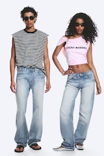 Blue Moon - Bleu clair - Jean droit standard taille basse unisexe Anti - 1