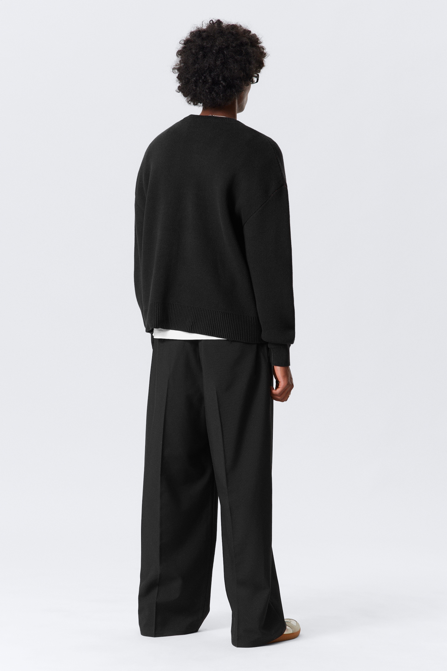 Oversized Graphic Cotton Knit Sweater - Čierna - 6
