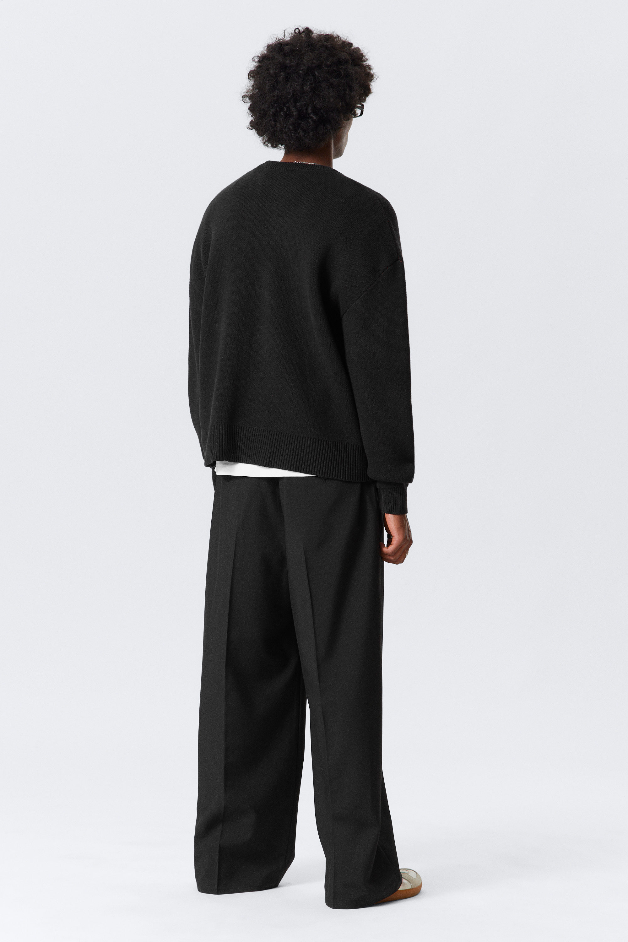 Noir - Pull en maille de coton graphique oversize - 3