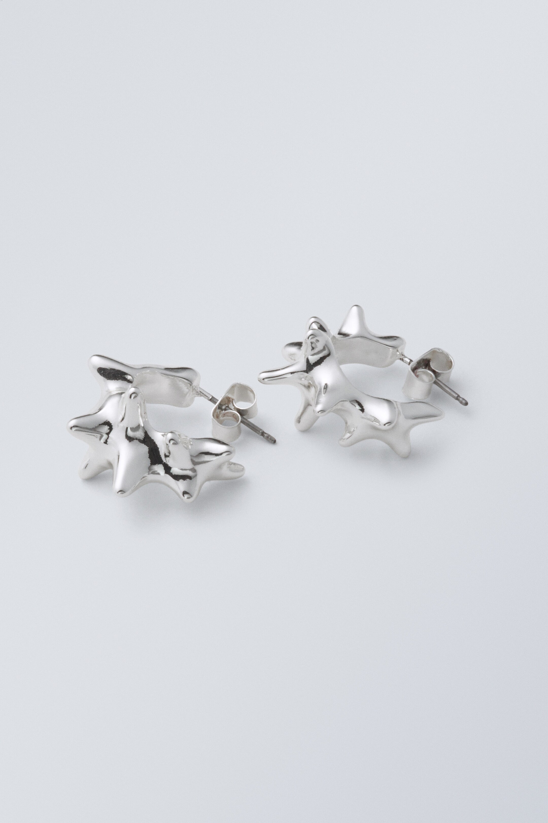 Silver - Spike Hoop Earrings - 0