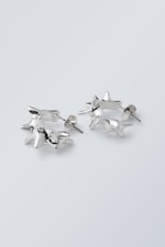 Silver - Spike Hoop Earrings - 0