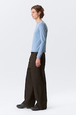 Dark Brown - Emil Loose Fit Chino Trousers - 1