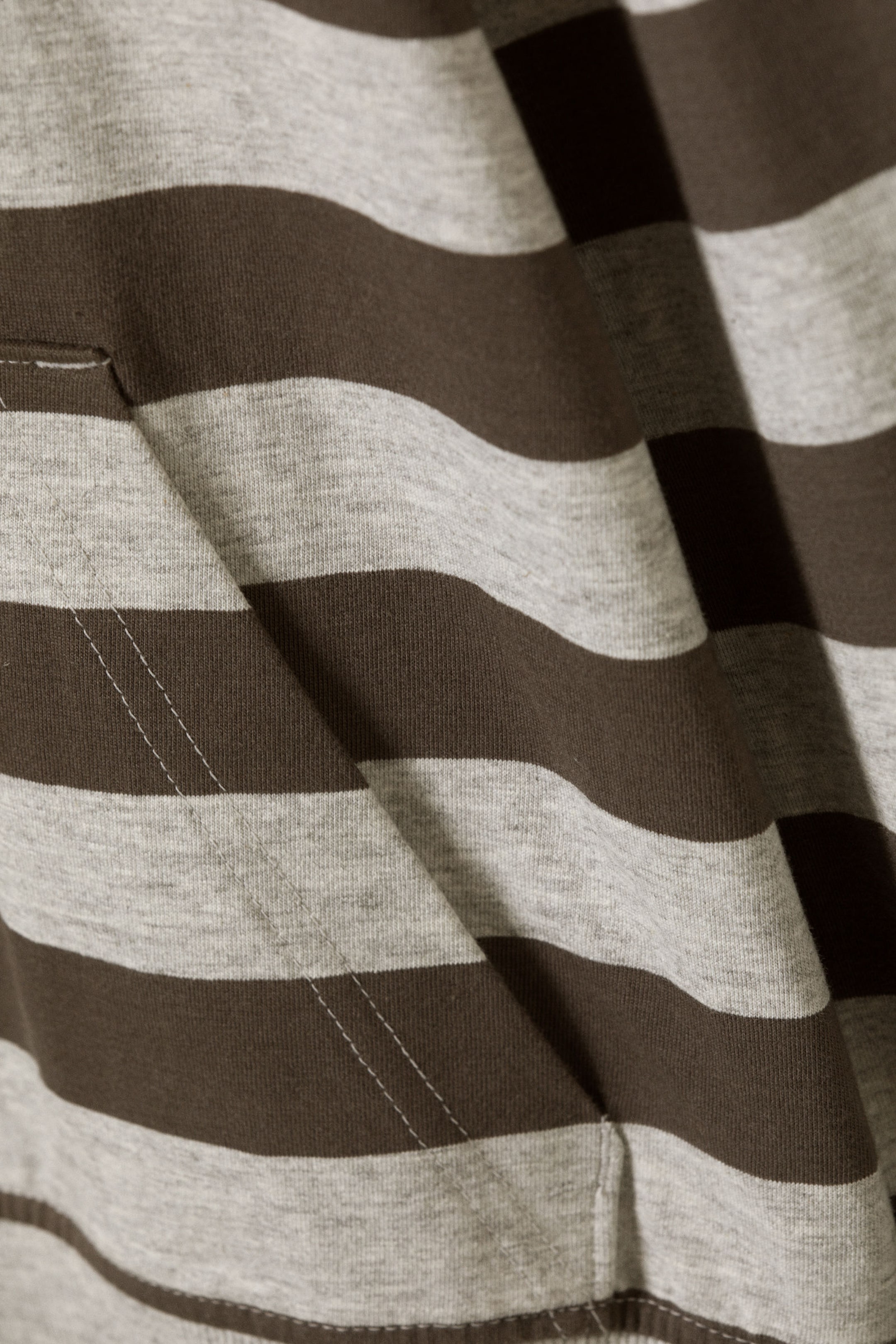 Grey & Dark Mole Stripe - Tight Cotton Jersey Hoodie - 4