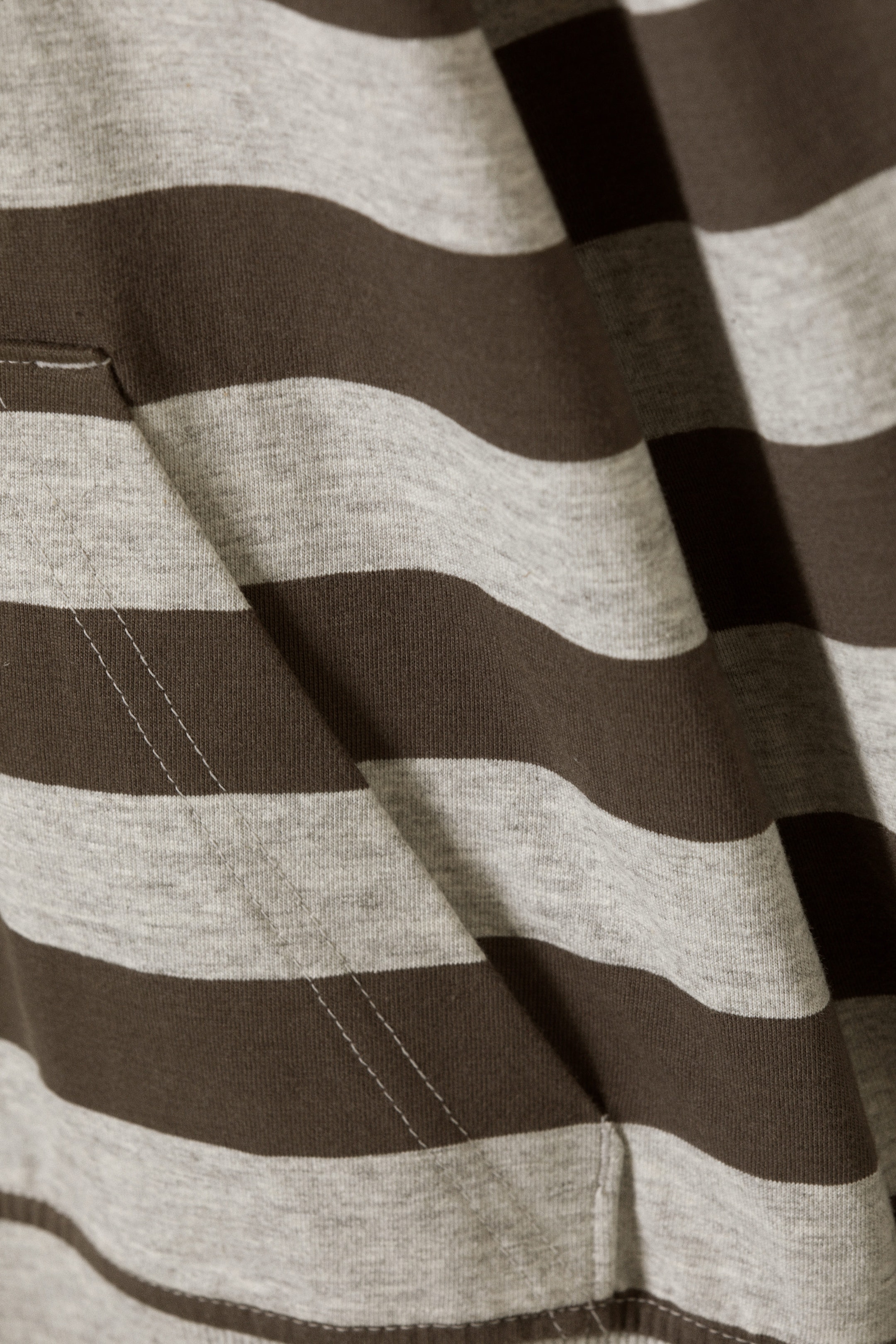 Grey & Dark Mole Stripe - Tight Cotton Jersey Hoodie - 2