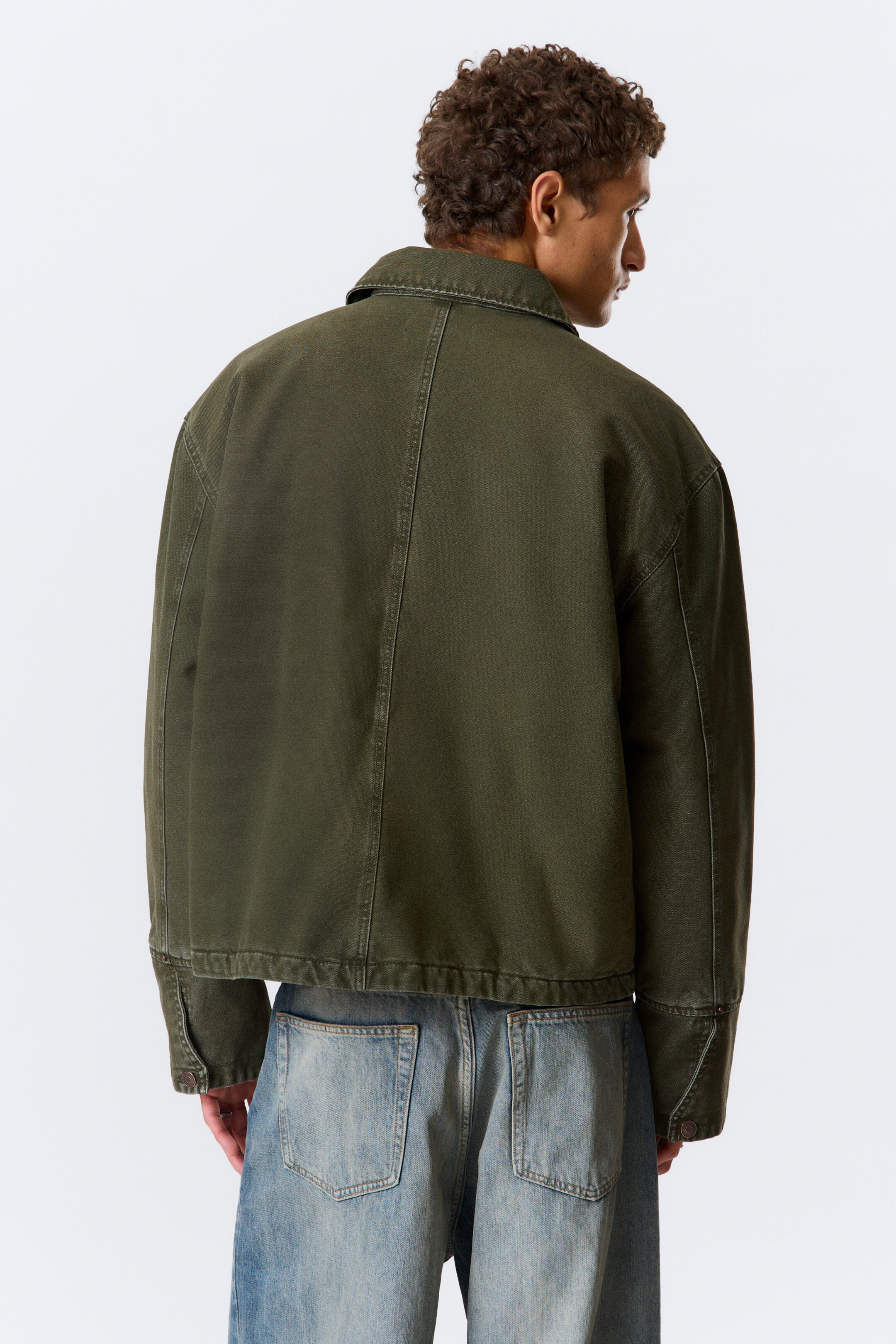 Преглед на по-голямо изображение: Relaxed Washed Utility Jacket - Тъмно каки зелено - МЪЖЕ | H&M BG 4