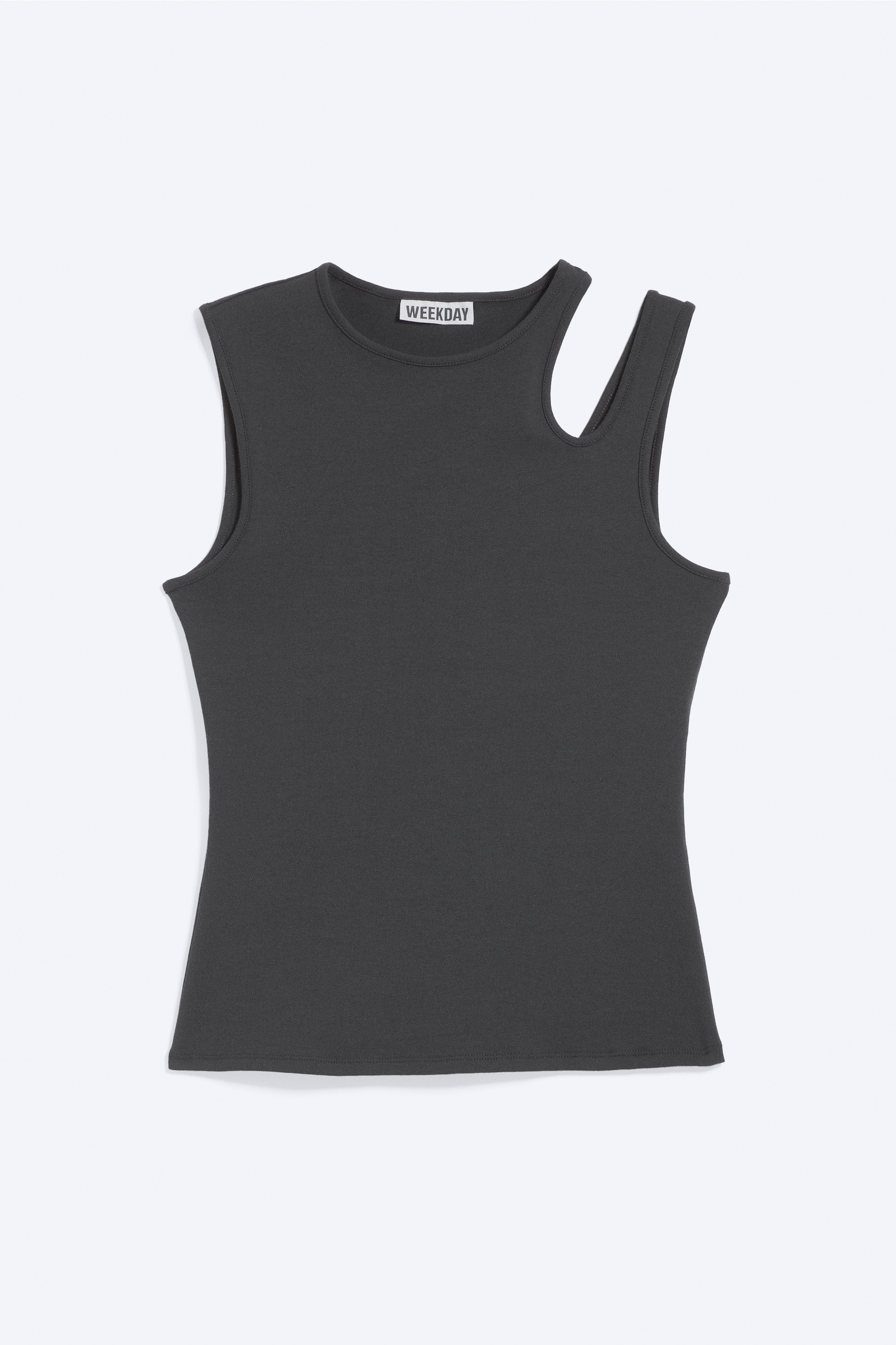 Schmal geschnittenes Tanktop mit Cut-outs - Dunkelgrau/Weiß