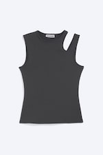 Dunkelgrau - Schmal geschnittenes Tanktop mit Cut-outs - 3
