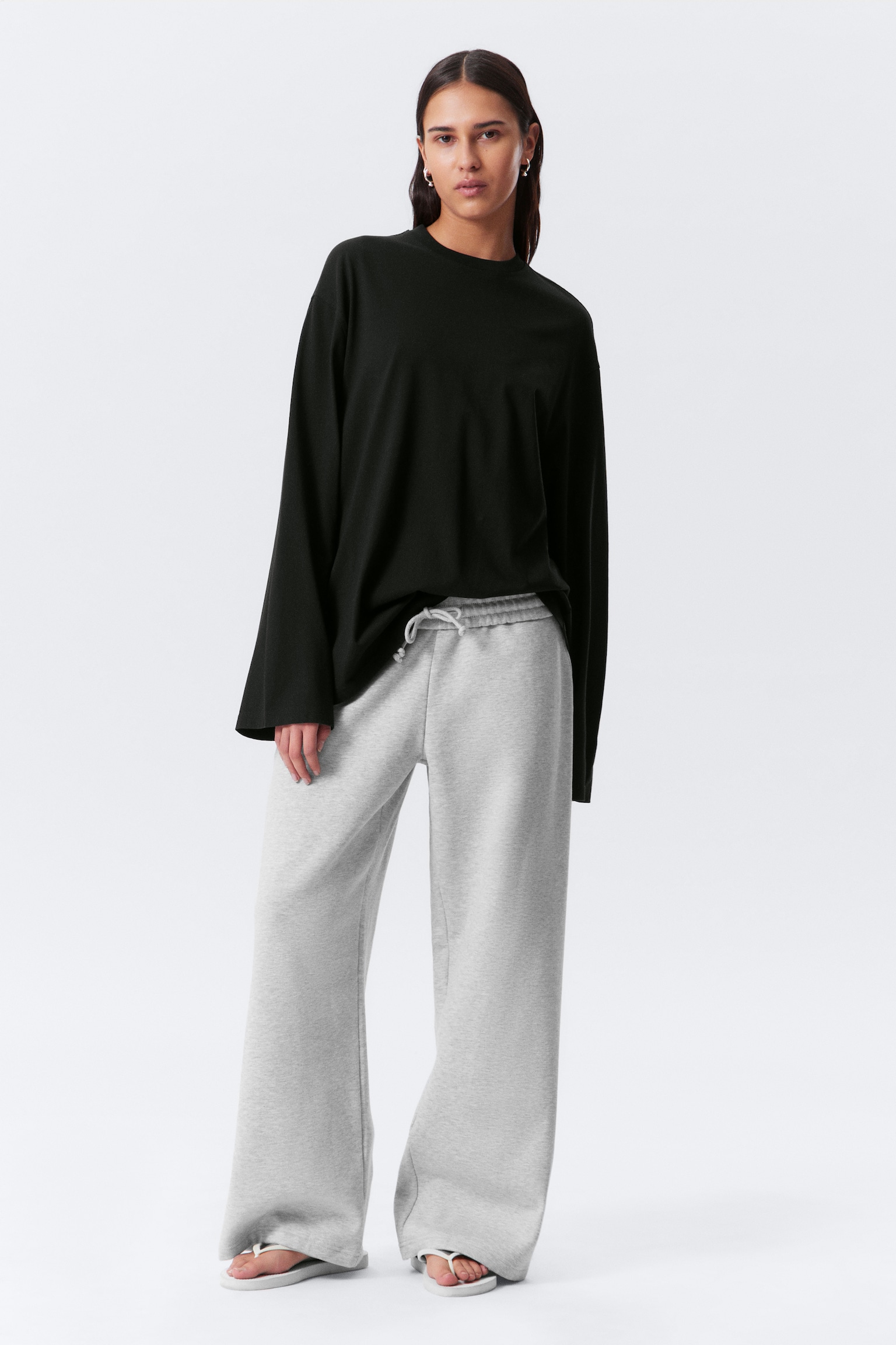 Oversized Long Sleeve T-shirt - Black/Burgundy/Bright Orange/White/Dark Green - 5