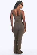 Donkertaupe - Yogalegging met omgeslagen taille en wijd uitlopende pijpen - 3