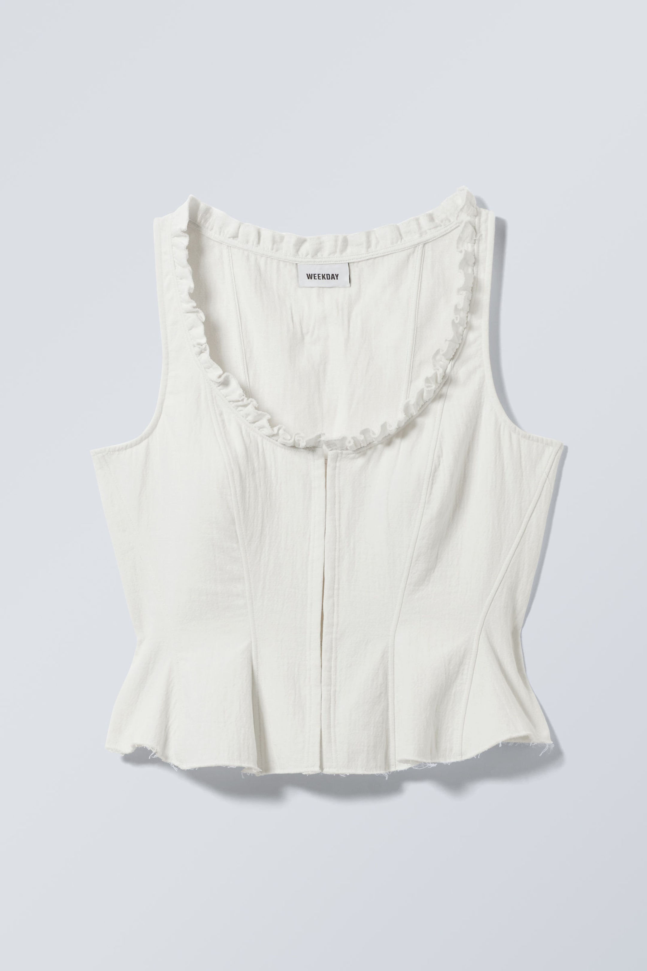 Dusty White - Fitted Twill Corset Top - 0