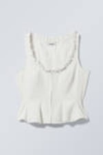 Dusty White - Fitted Twill Corset Top - 0