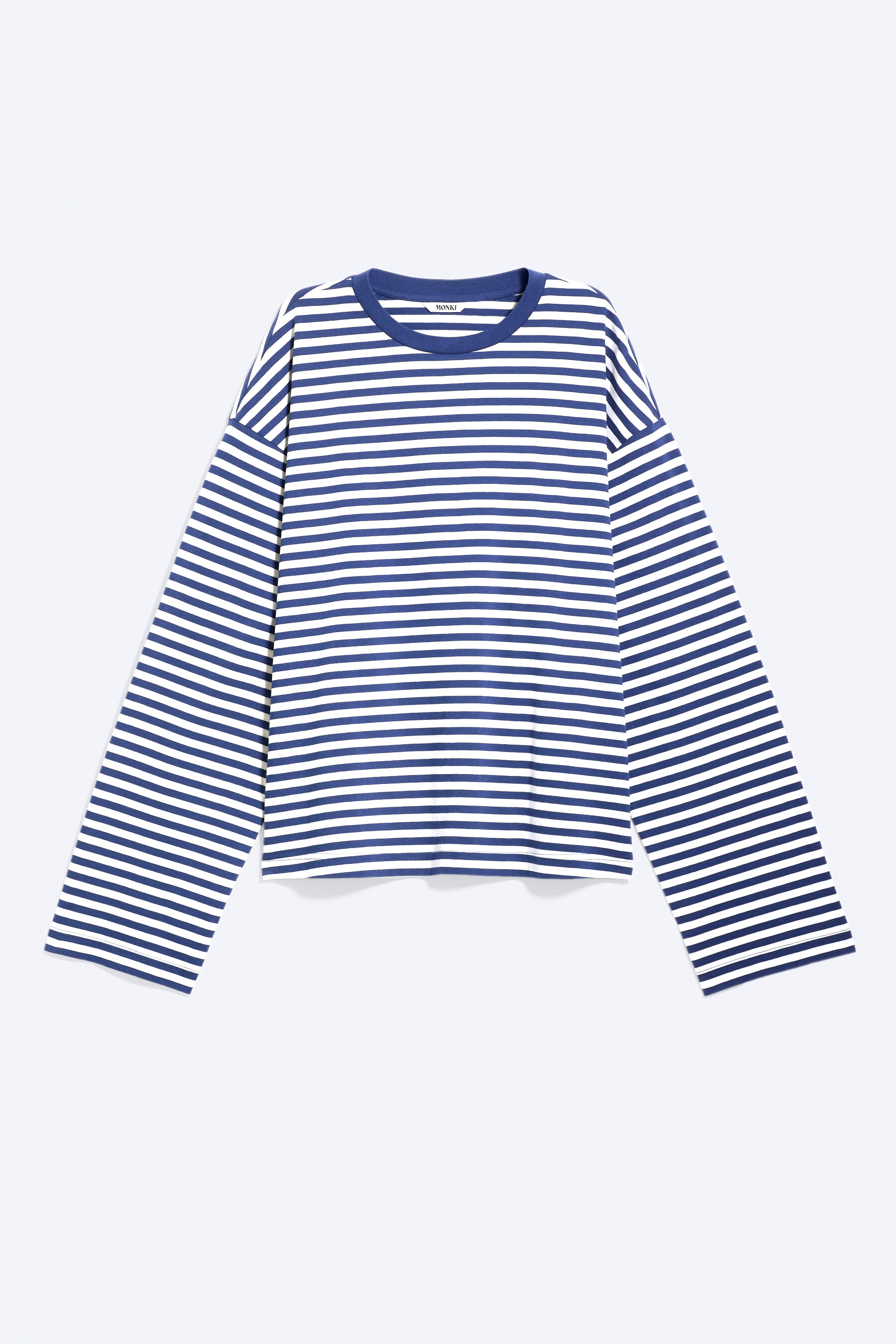 T-shirt en coton à manches longues - Blanc/bleu foncé rayé/Rayures marron et blanc/Rayures bleu/marron/Blanc poussiéreux - Rayures marron/Rose/Blanc/Marron rayé/Blanc - Rayures roses/rouges/Rayures bleues et blanches/Rayures bleu/multicolores/Rayures rouges et roses/Marron foncé rayé/Rose poudré/Beige clair - Rayures orange/Rose/Bleu rayé