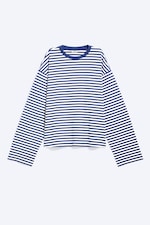 Gestreift in Weiß/Dunkelblau - Longsleeve-Shirt aus Baumwolle - 4