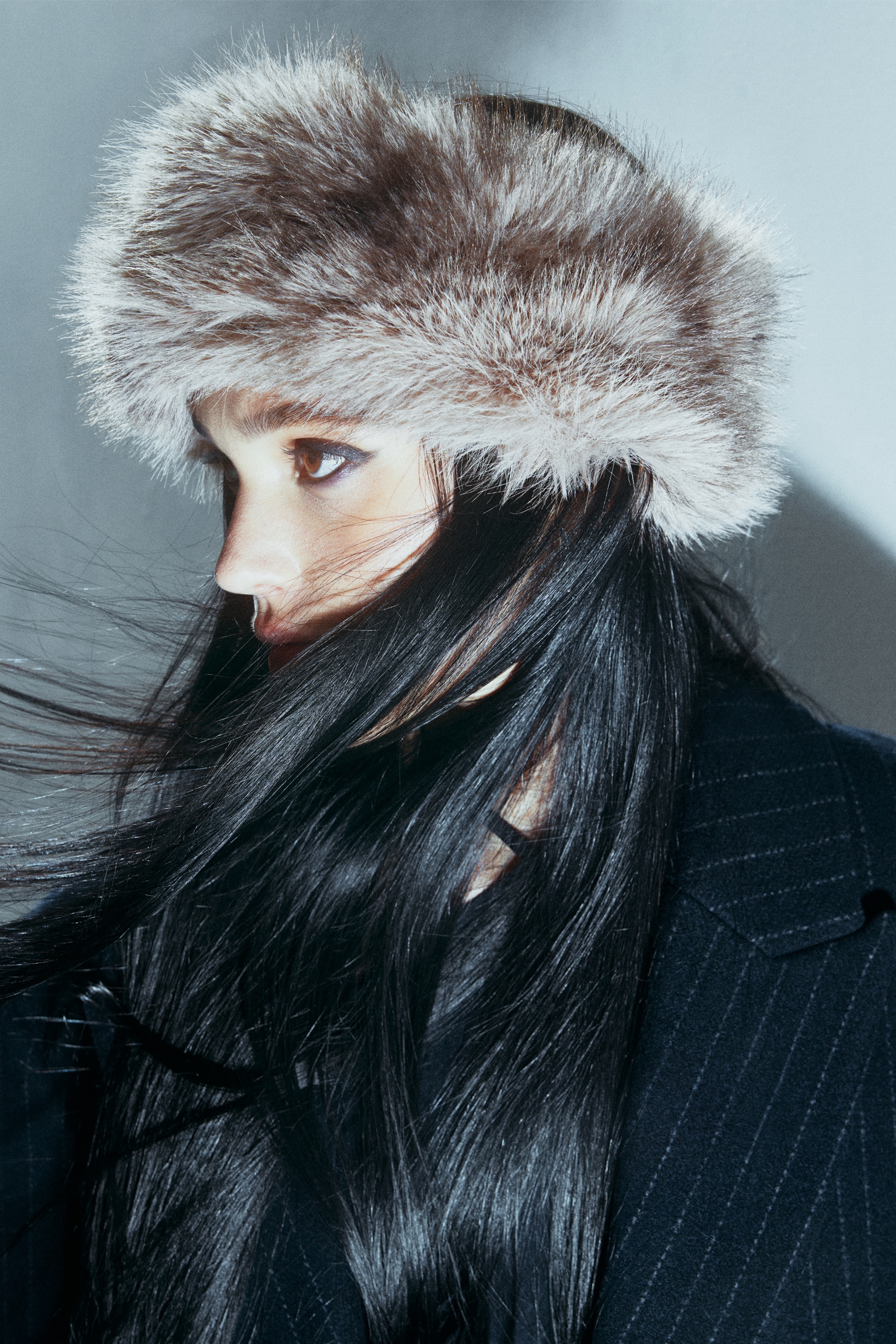 Soft Faux Fur Headband - Beige/Dark Brown/Black/Cream White