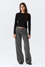 Risso Black - Black - Ample Low Rise Loose Wide Leg Jeans - 0