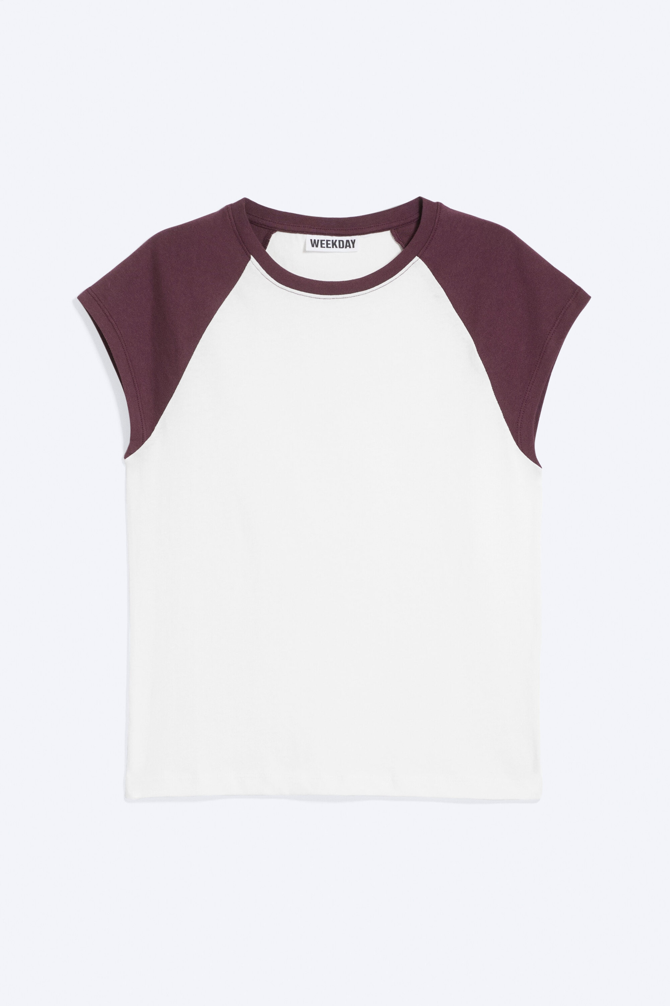 White/Burgundy - Short-Sleeved Raglan T-shirt - 4