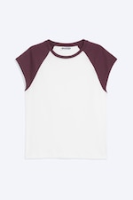 White/Burgundy - Short-Sleeved Raglan T-shirt - 4