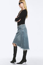 Coastal Blue – lyseblå - Midi-skjørt i denim med lavt liv - 2