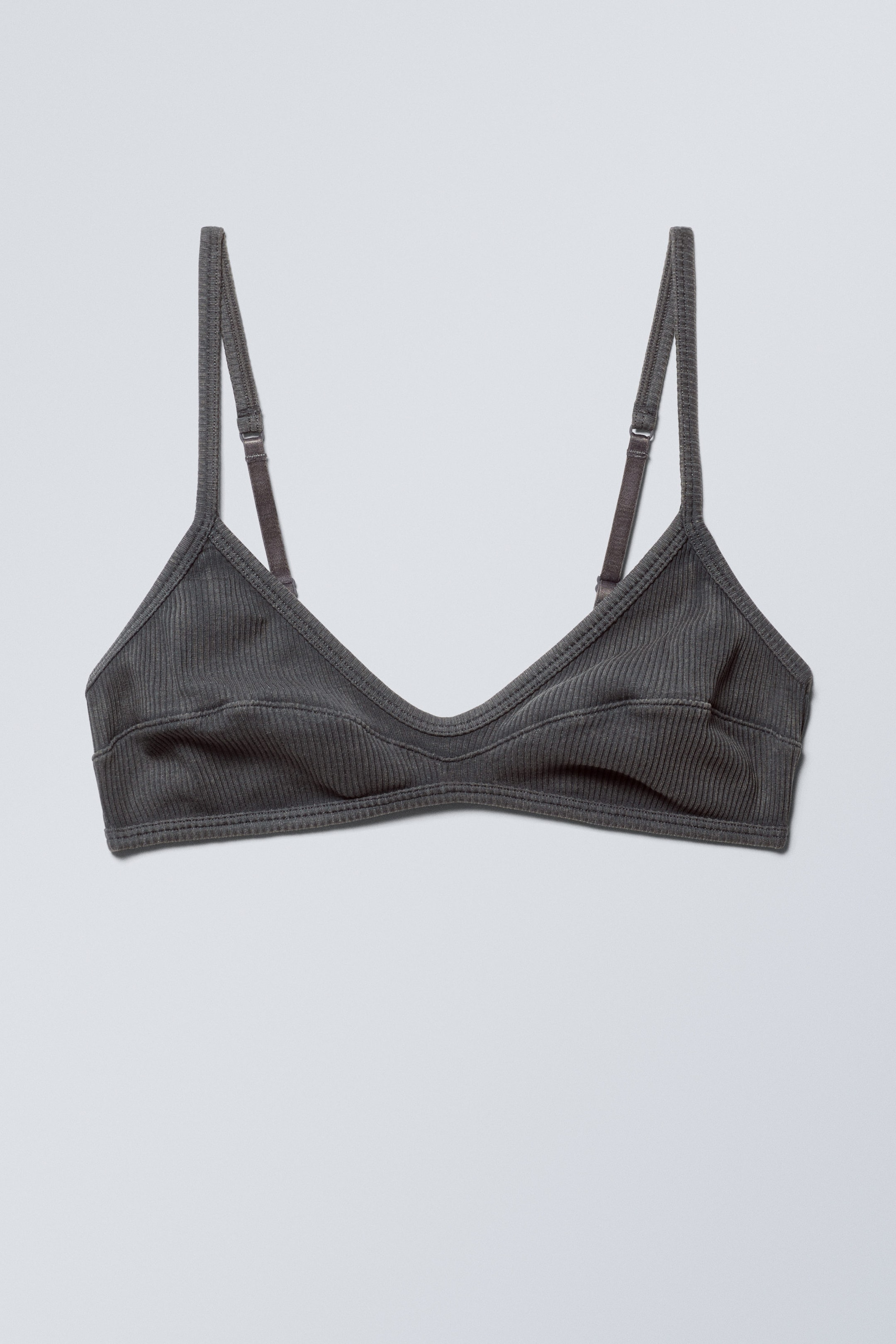 Gris foncé délavé - Soutien-gorge coton côtelé délavé - 0