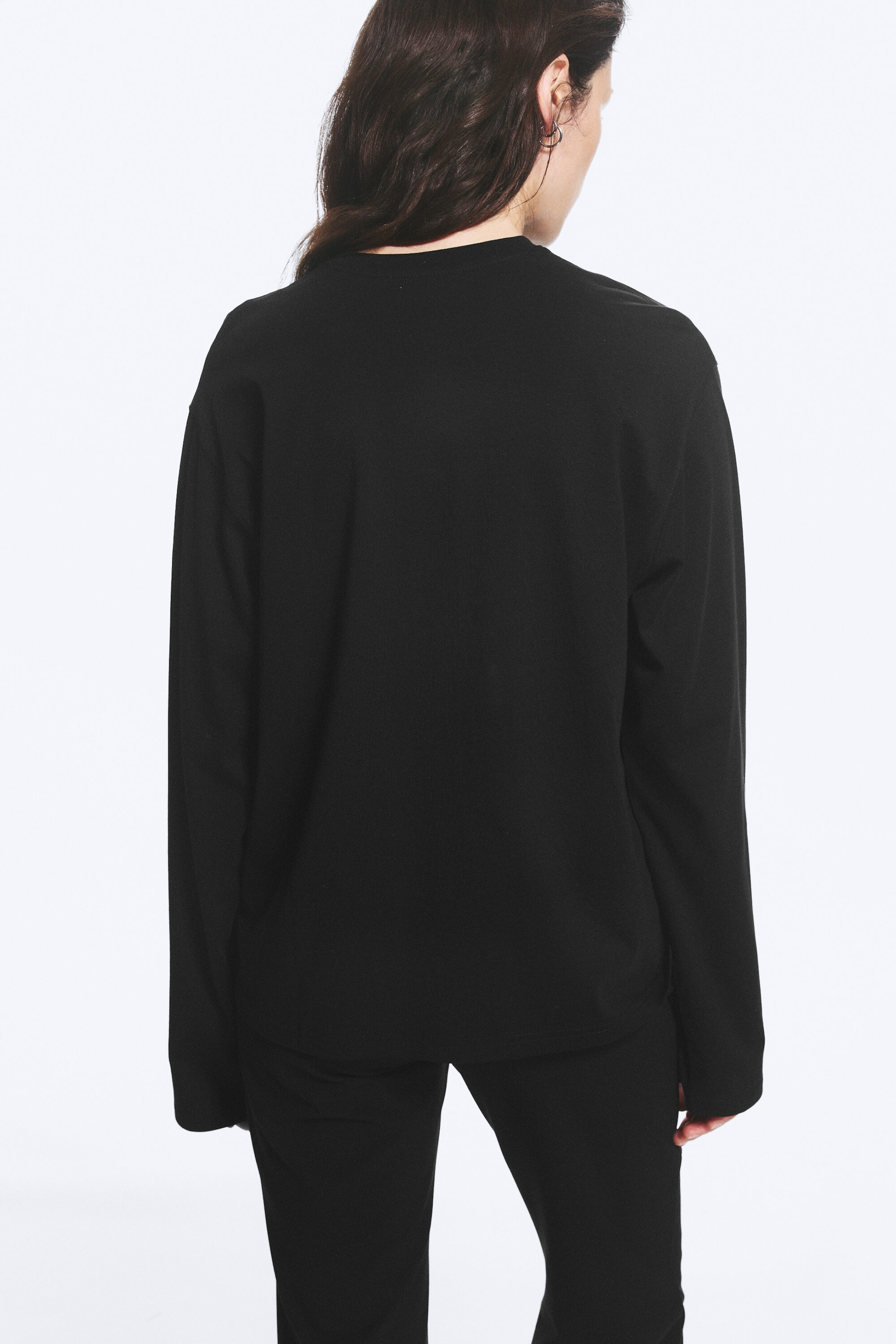 Schwarz - Boxy Longsleeve aus Baumwolle - 2