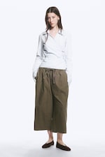 Bleu rayé - Chemise cache-cœur à manches longues en popeline - 1