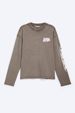 Dunkles Graubraun - Logo-Mix - Kastiges Langarmshirt mit Grafikprint - 4