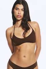 Mørkebrun - Minimal halterneck-bikinitopp - 1