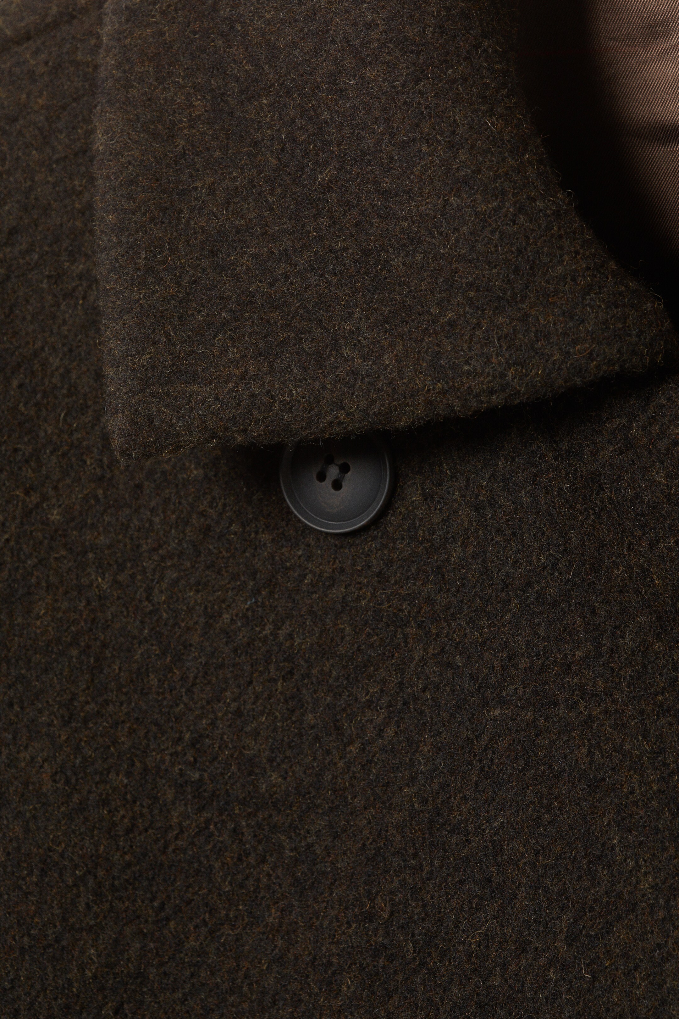 Zobrazit větší obrázek: Nadrozměrný dvouřadý kabát z vlněné směsi - Tmavě hnědá melange - ŽENY | H&M CZ 7