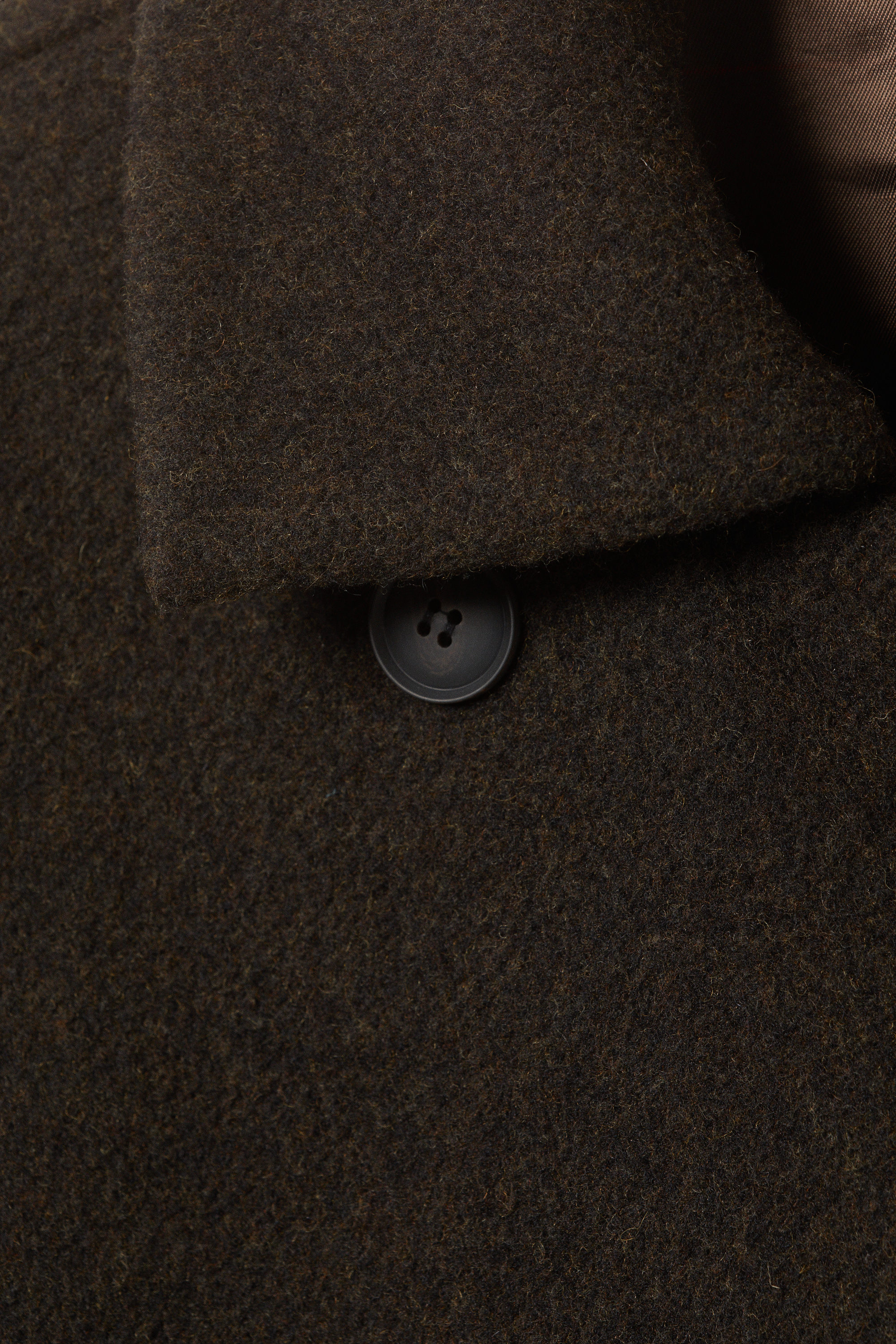 Dark Brown Melange - Oversized Double-Breasted Wool Blend Coat - 6