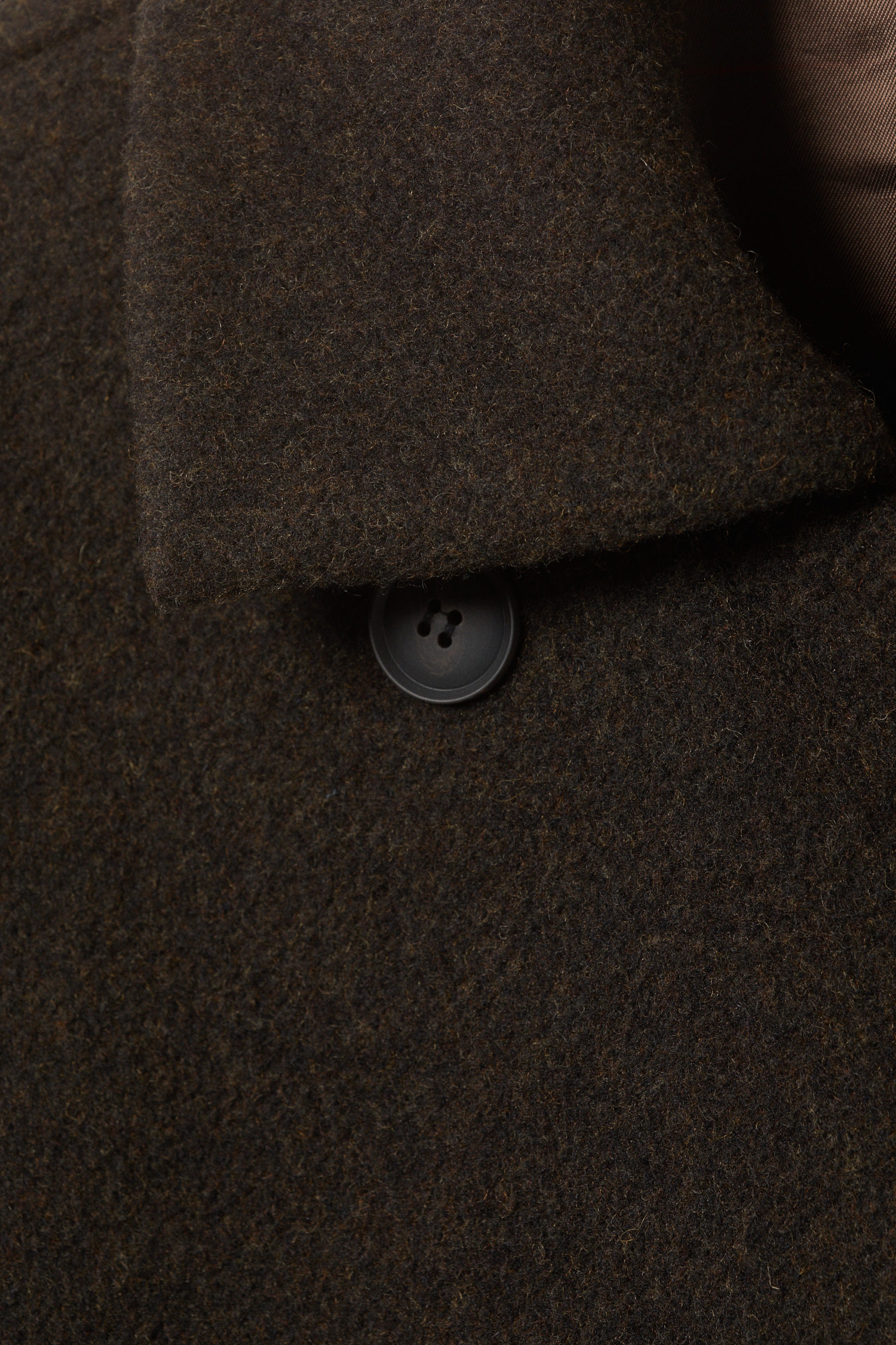 Dunkelbraun meliert - Zweireihiger Oversize-Mantel aus Wollmischung - 6