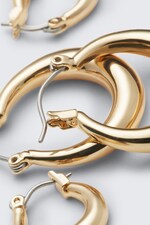 Golden - 2-pack Polished Hoop Earrings - 2