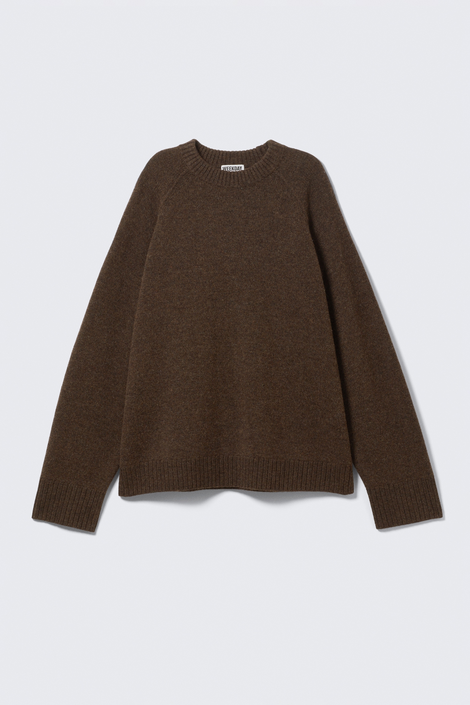 Lässiger Strickpullover aus Wolle - Dunkelbraun meliert - 2