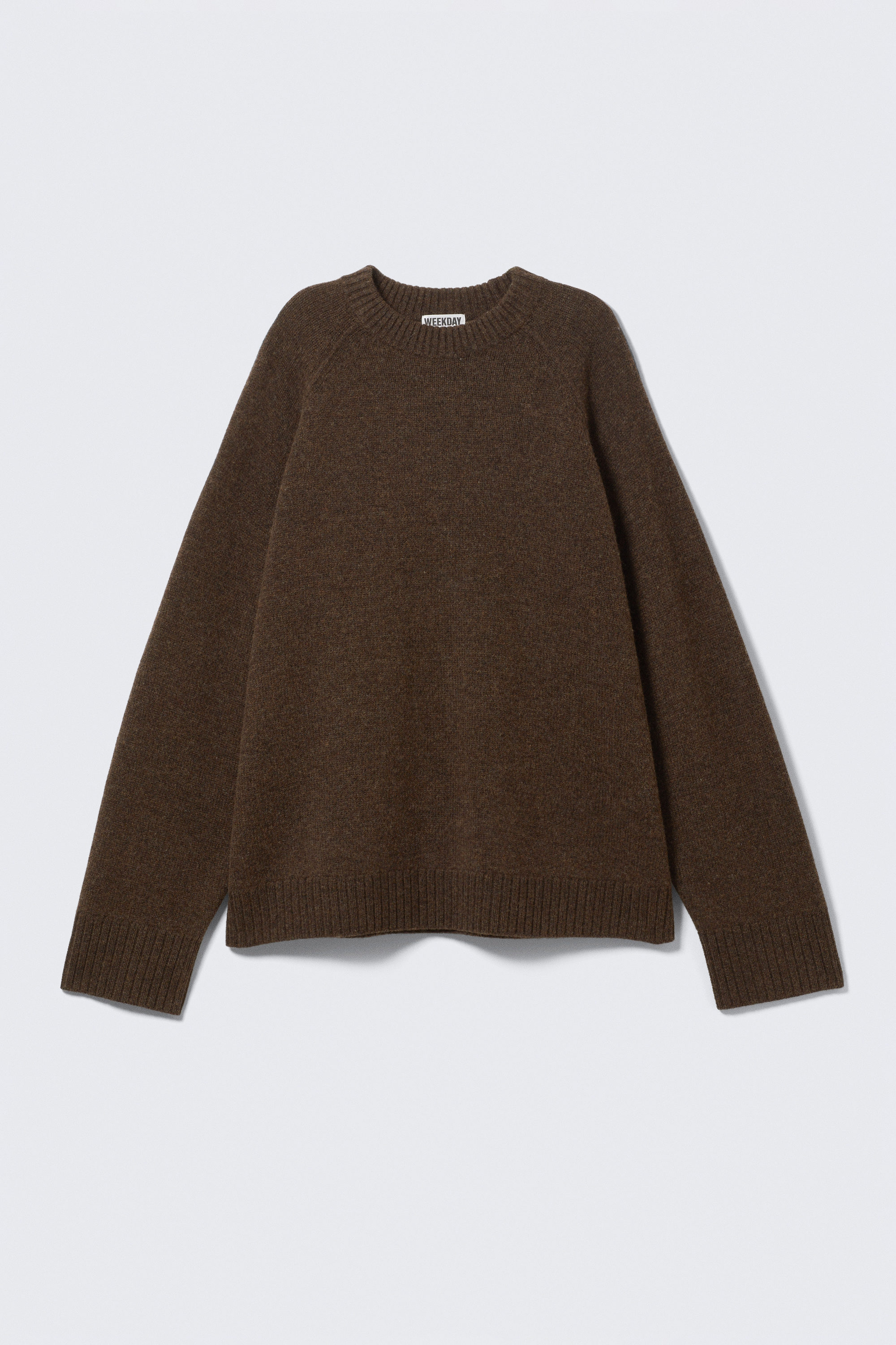 Dark Brown Melange - Relaxed Knitted Wool Sweater - 6