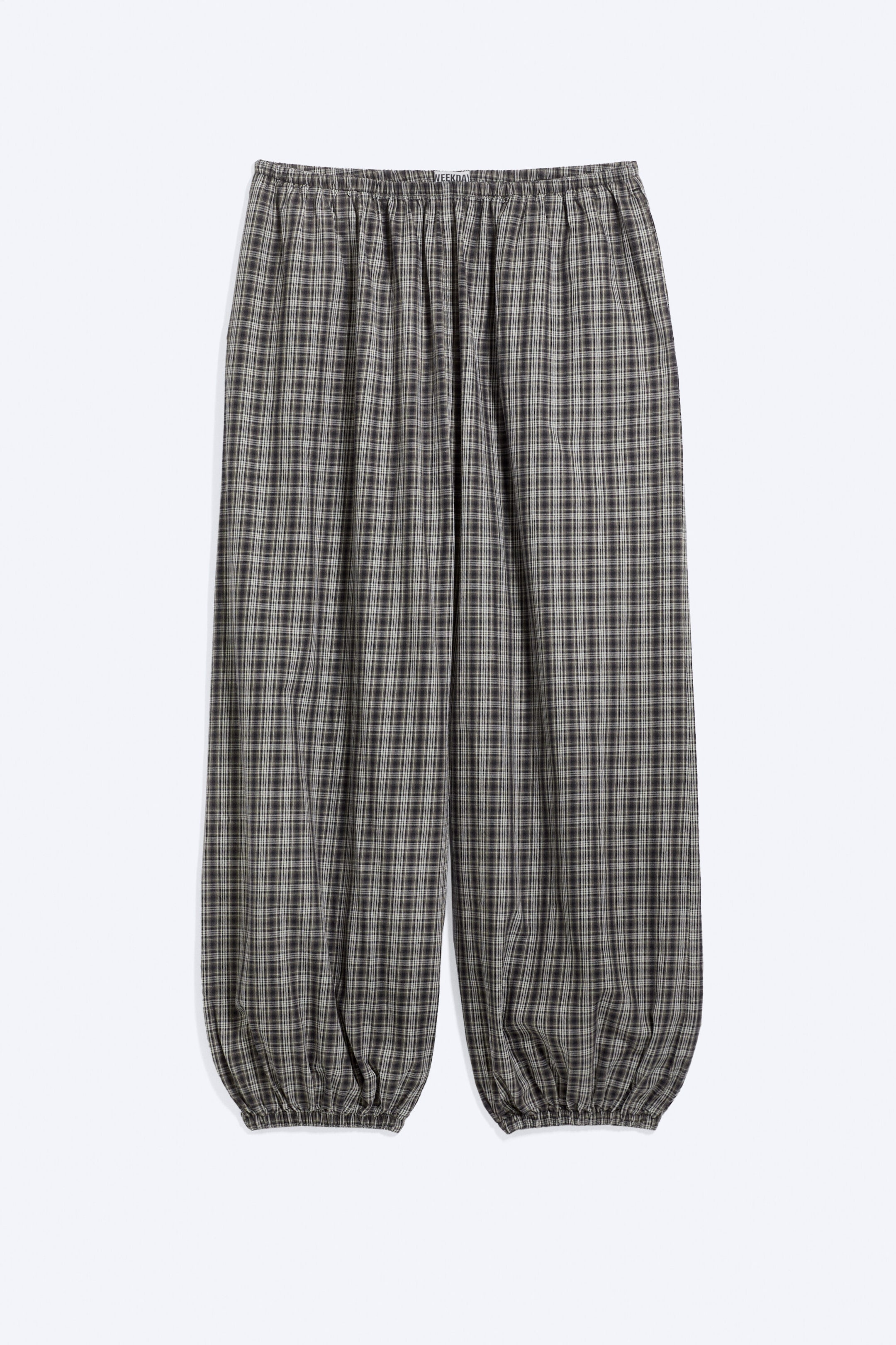 Checked Dark Grey - Low Rise Woven Balloon Trousers - 1