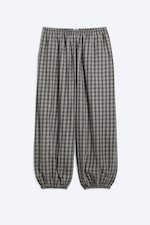 Checked Dark Grey - Low Rise Woven Balloon Trousers - 0