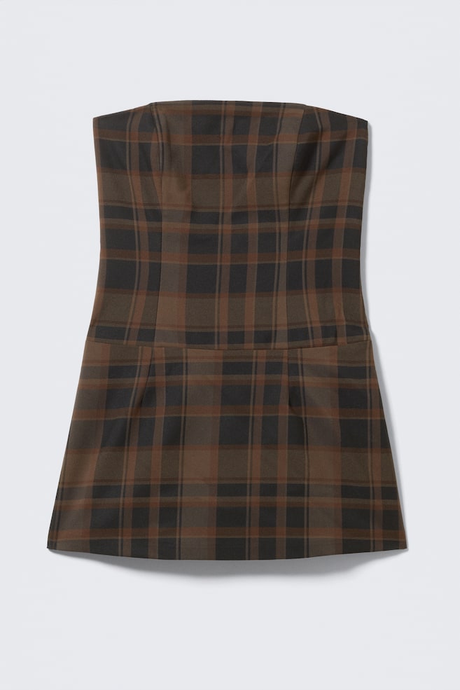 Mini robe de costume tube - Carreaux Dark Brown/Taupe chiné - 1