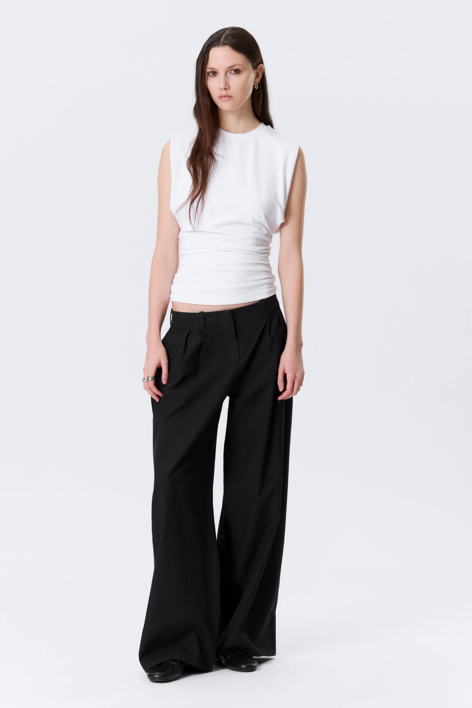 Tanktop mit Raffungen - Weiß/Schwarz - 4