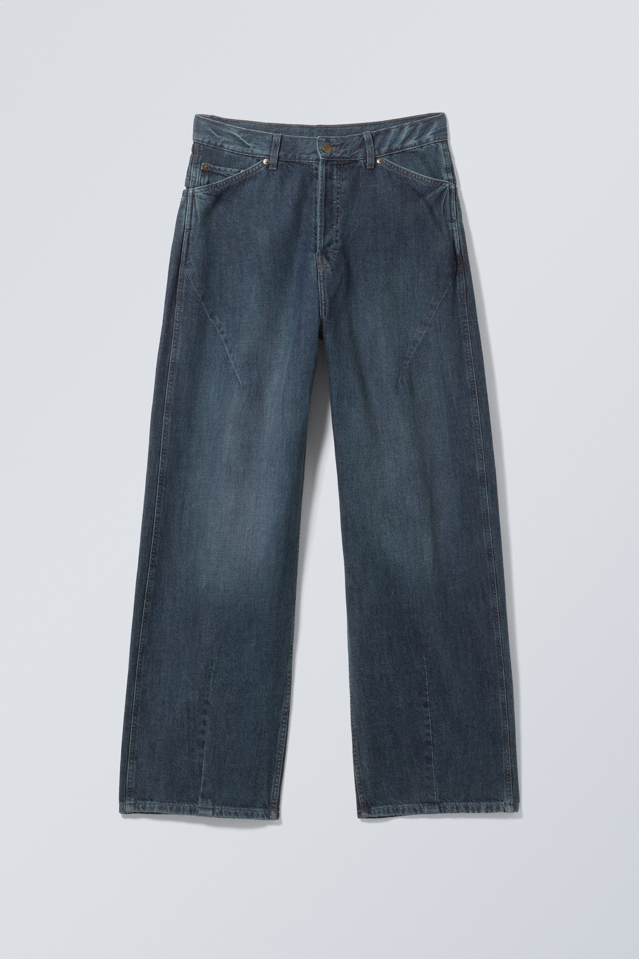 Lake Blue - Medium Blue - Astro Shape Loose Baggy Jeans - 0
