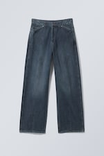 Lake Blue - Medium Blue - Astro Shape Loose Baggy Jeans - 0