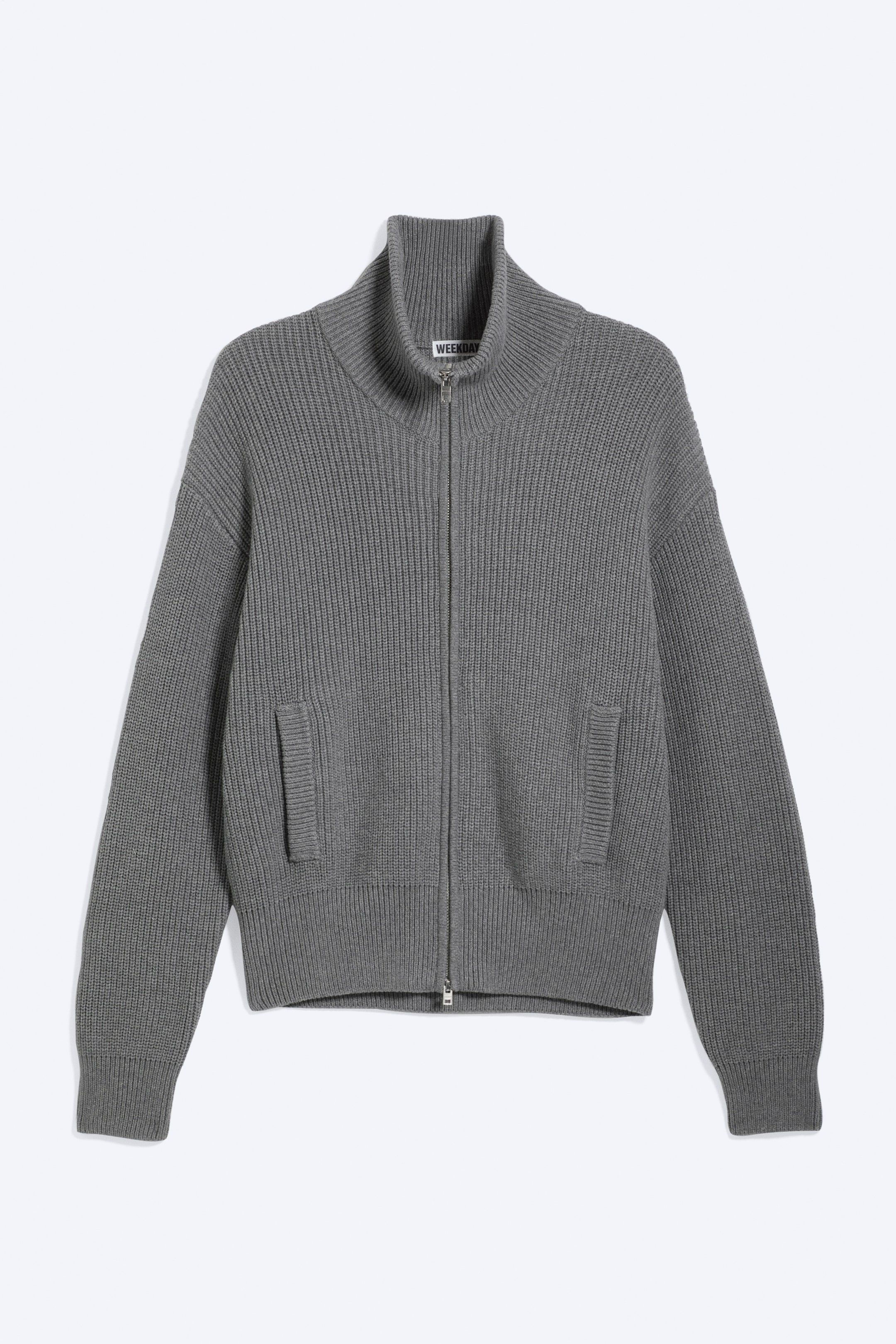 Agrandir l'image: Entspannte Zip-Strickjacke mit hohem Kragen - Gris poudré clair - HOMME | H&M CH 1