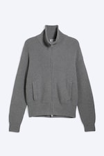 Ljus dimgrå - Avslappnad stickad zip-cardigan med hög krage - 4