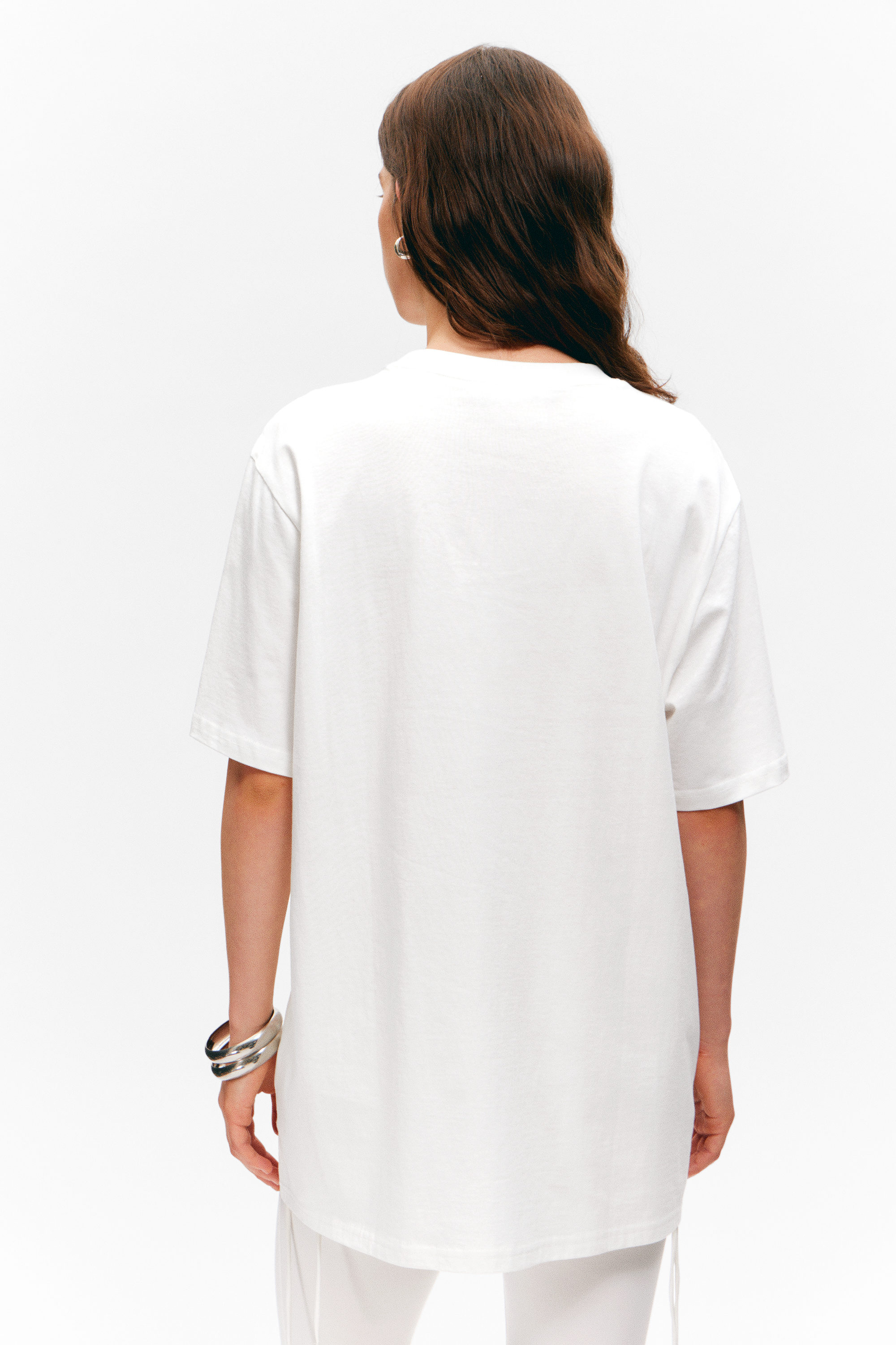White - Fuzzy - Graphic Oversized Cotton T-shirt - 2