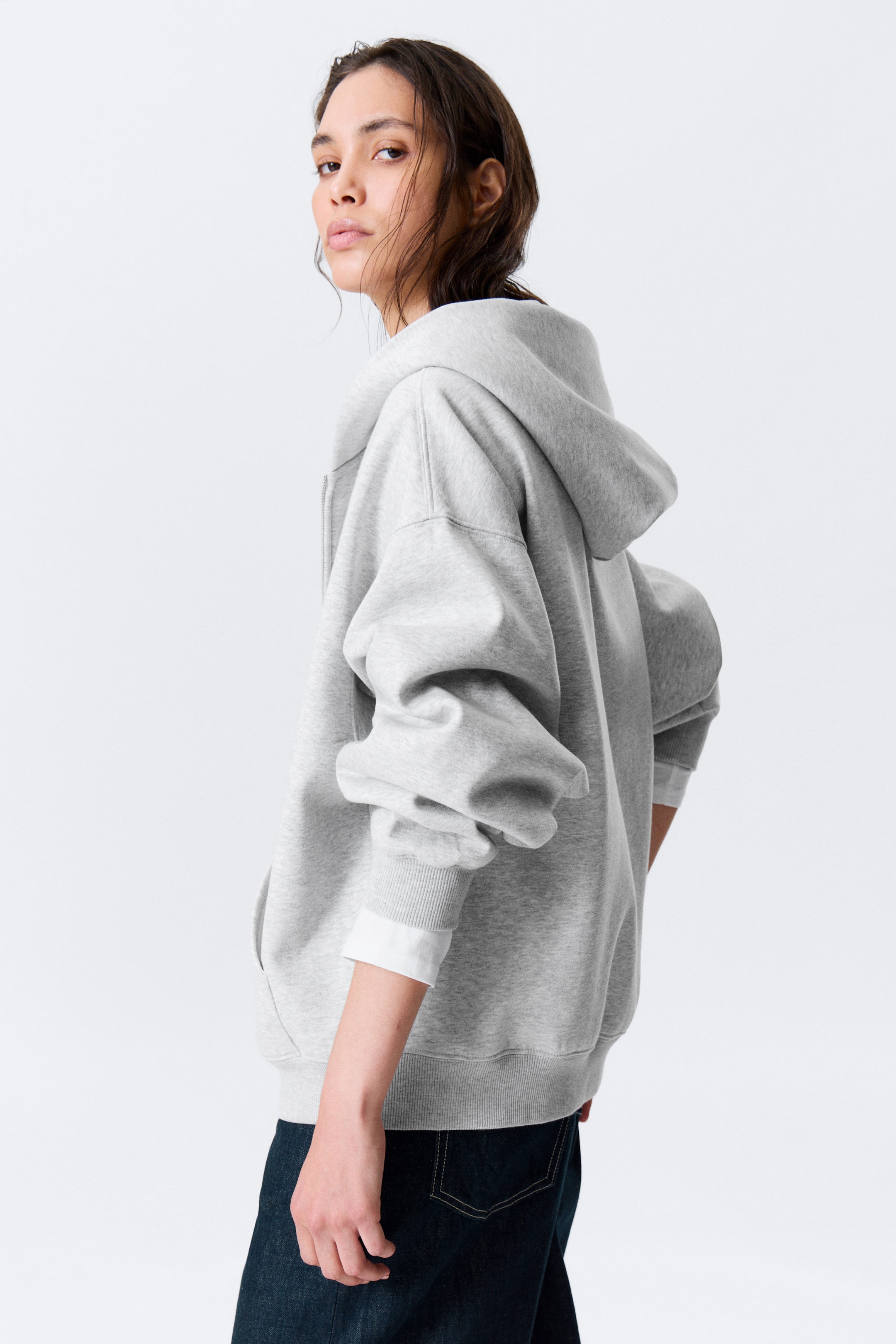 Grey Melange - Oversized Heavyweight Zip Hoodie - 2
