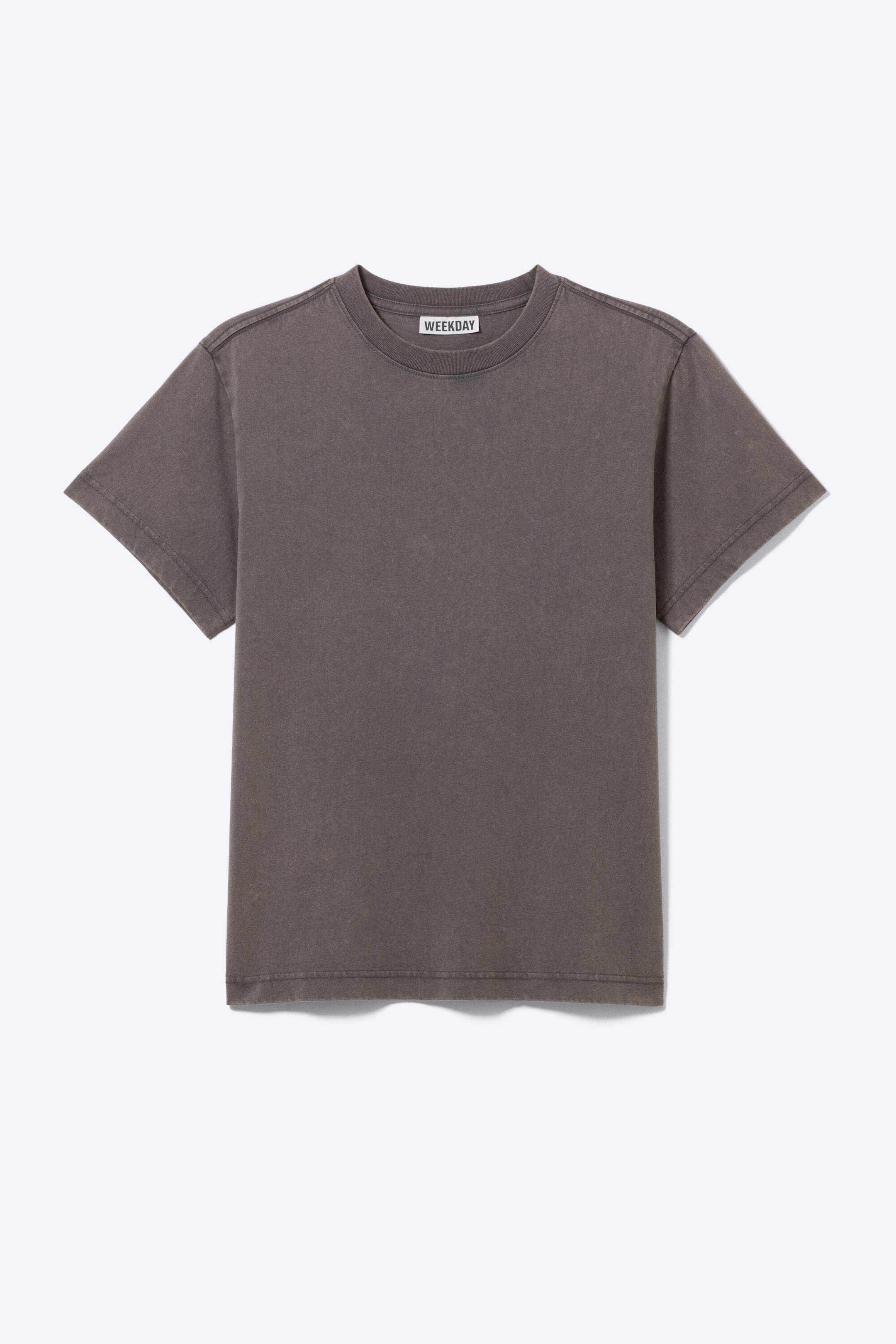 Dark Grey - Shrunken Short-Sleeved Cotton T-shirt - 1