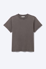 Dark Grey - Shrunken Short-Sleeved Cotton T-shirt - 1