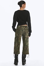 Khakigrön - Camo - Lågmidjade croppade cargobyxor - 3