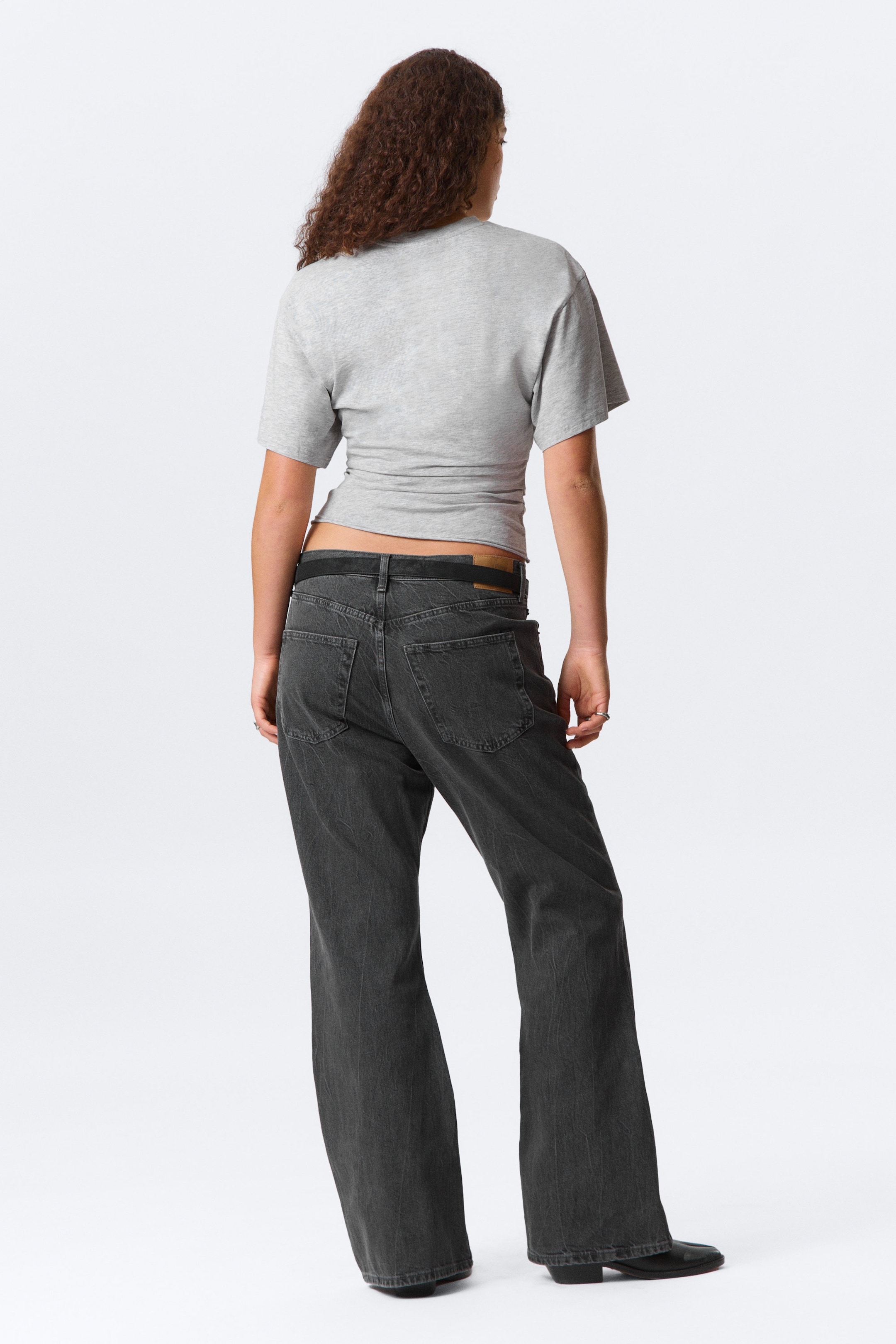 Grey Melange - DRAPED FITTED T-SHIRT - 3