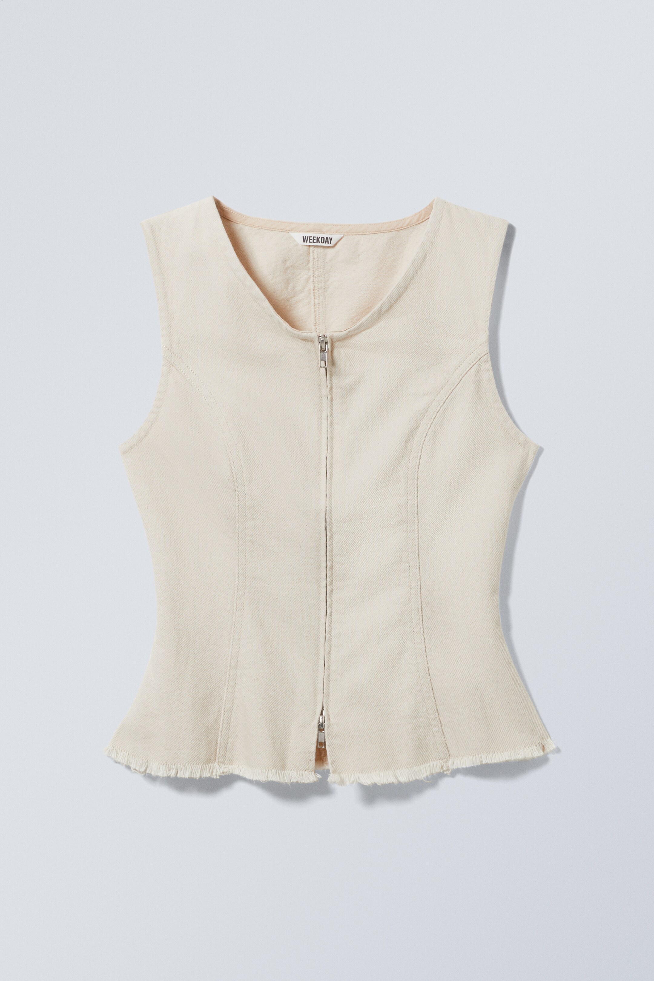 Zobrazit větší obrázek: Bavlněný top bez rukávů na zip - světle béžová - ŽENY | H&M CZ 1