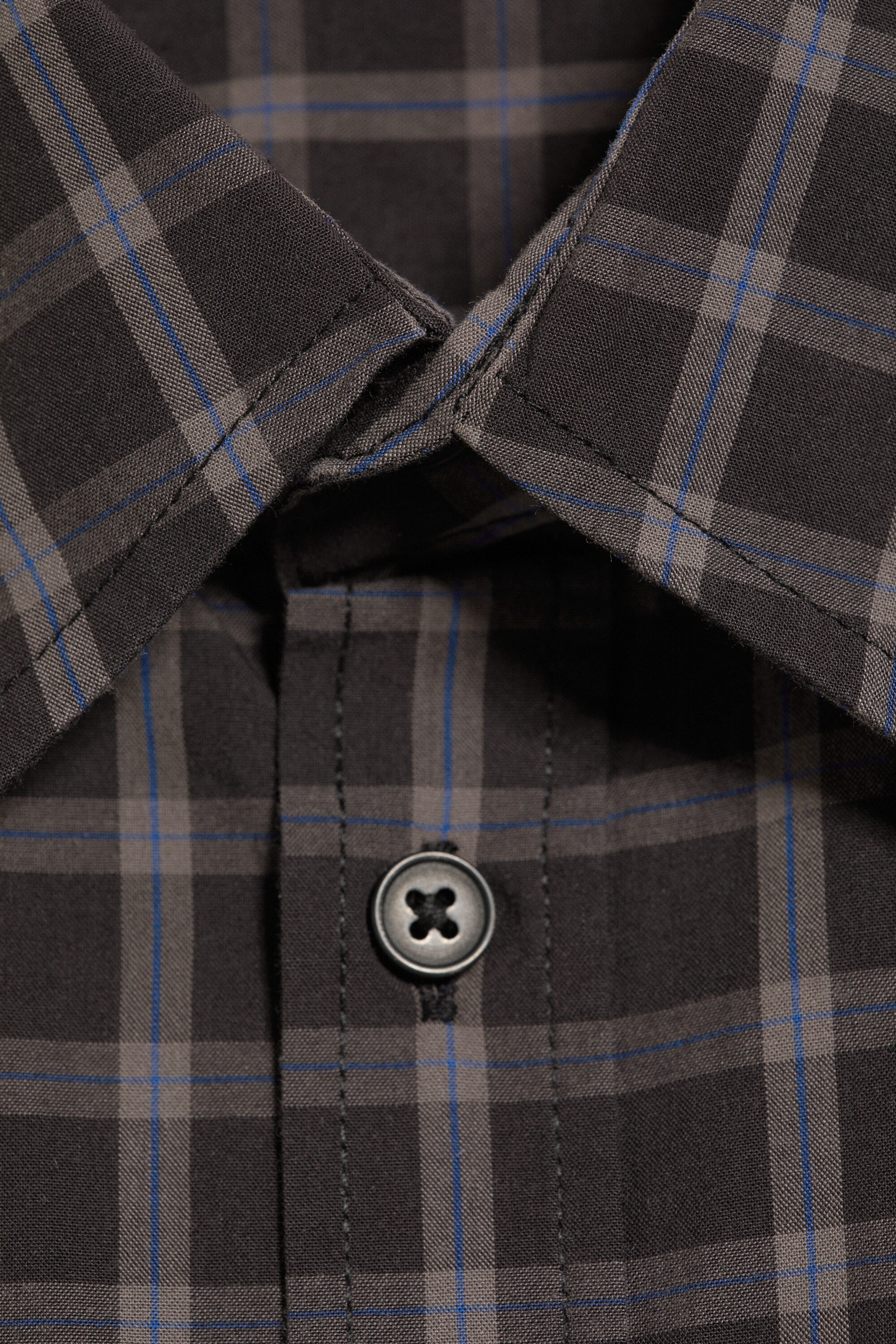 Checked Black - Boxy Short-Sleeved Cotton Shirt - 2