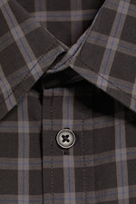 Checked Black - Boxy Short-Sleeved Cotton Shirt - 1